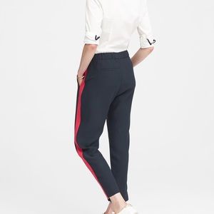 Navy blue and red Hayden Side-Stripe Ankle Pant